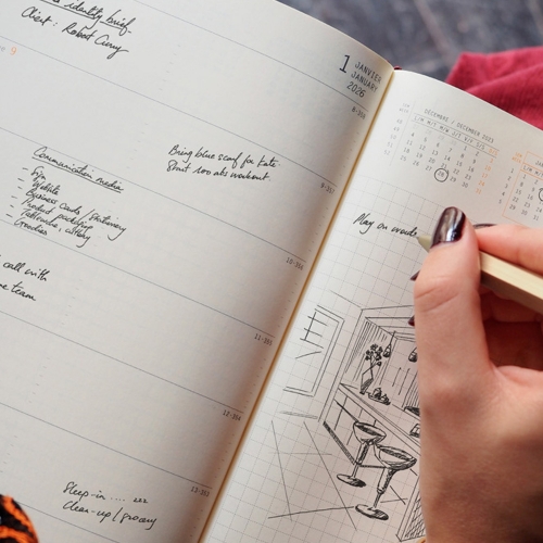 로디아 2026 위클리 다이어리 A5 세이지+크로스 볼펜 메손 크롬